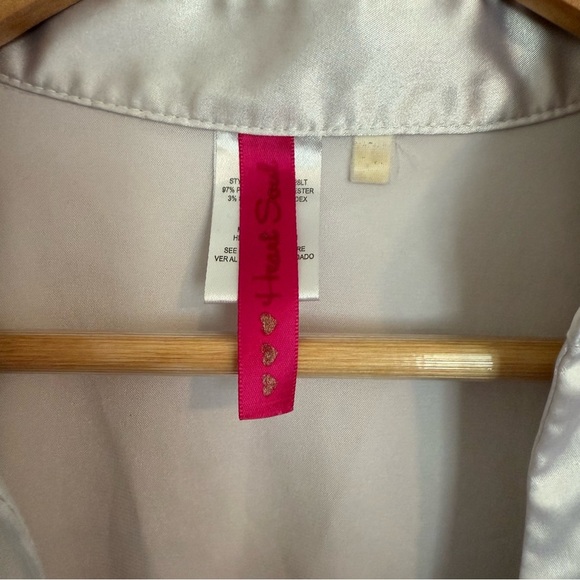 Y2K White Satin Blouse with Puff Sleeve Detail Ruffles Medium - Picture 3 of 7